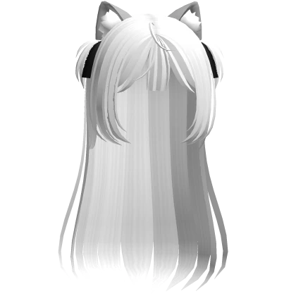 ♡ cutecore cat ears long hair w/ ribbons white