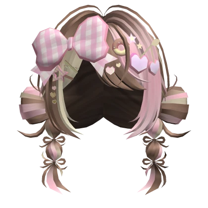 🍀Harajuku Decora Pigtails (Brown&Pink)