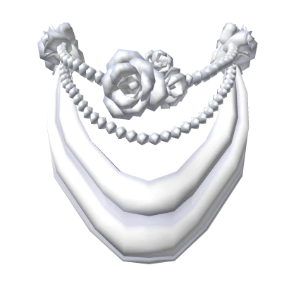 Rococo Half Veil with Roses and Pearls in White