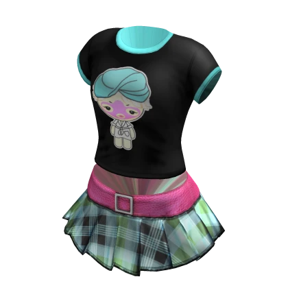 Vintage Harajuku skirt Outfit | Black & Blue