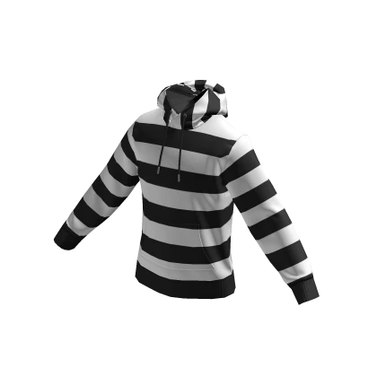 White Striped Black Hoodie