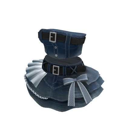 🍀Y2K Denim Top & Skirt Outfit (Washing Blue)