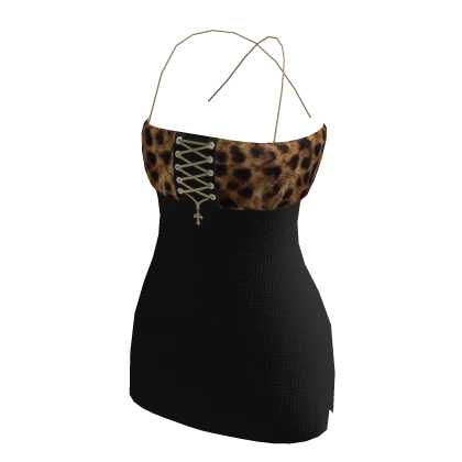 ♡ Y2K Gyaru Leopard Dress With Cross