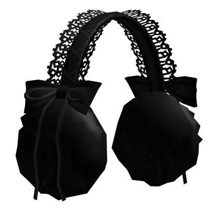earmuffs w lace and bows / black