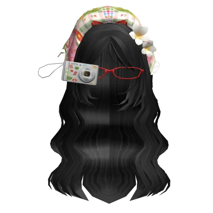 mori kei heisei igari flower camera bandana black