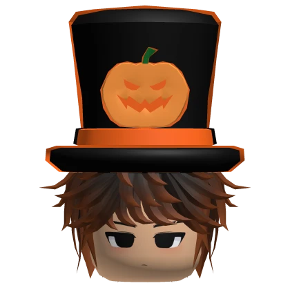 Halloween Pumpkin Top Hat w/ Messy Brown Hair