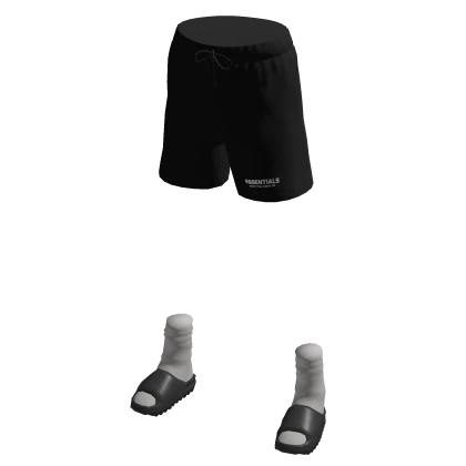 Black Essential Shorts w/ Ye Slides