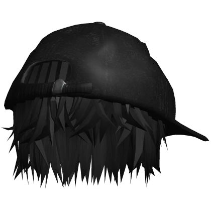 Distressed Black Hat w/ Black Hair
