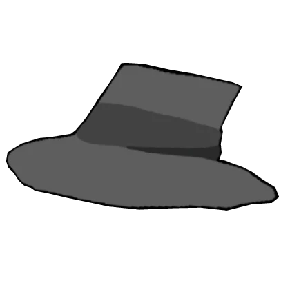 2D Cutout Paper Drawn Gray Fedora