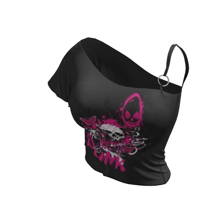 ʚ♡ɞY2K Emo / Goth / Punk Asym Off-shoulder Top