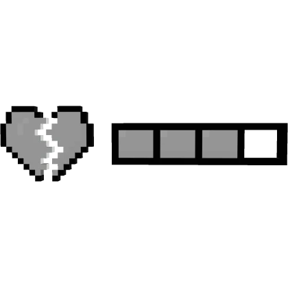 White Broken Heart 8-Bit Health HP Bar 