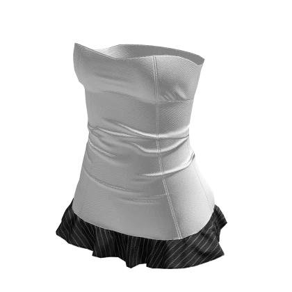 ☆ Chic White Mini Dress Black Frills