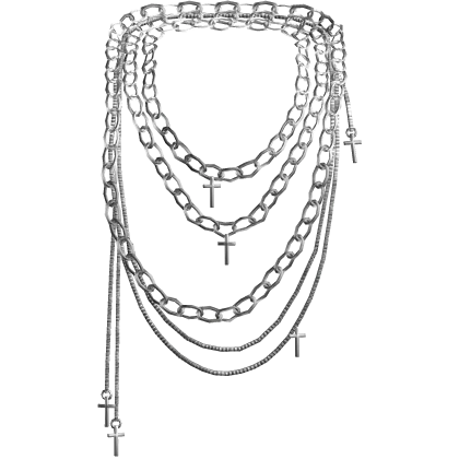 Layered Silver Cross Chain Necklace 3.0