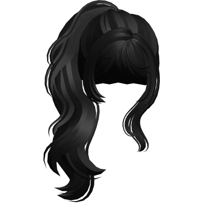 Wavy High Side Messy Ponytail (Black)