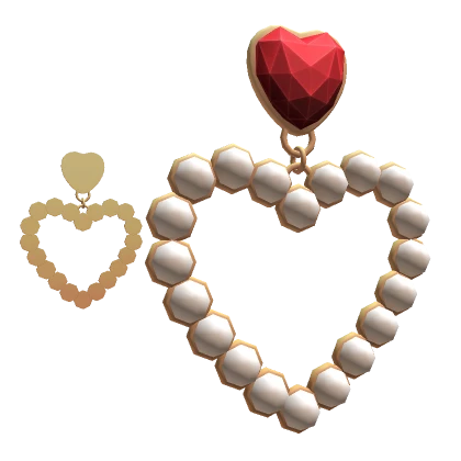 Red Heart Pearl Earrings