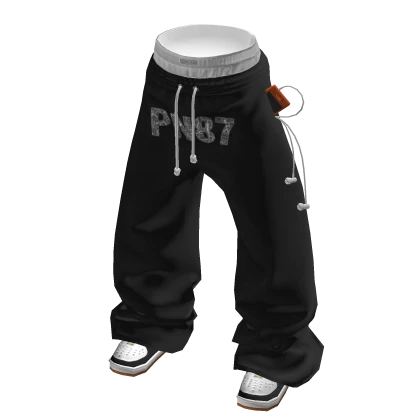 💗BOXER-TRIMS BAGGY SWEATS_BLACK