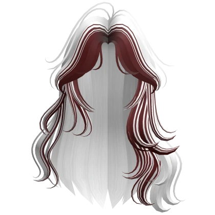 Two-Tone Flowy Vampire Waves Hair (White & Red)