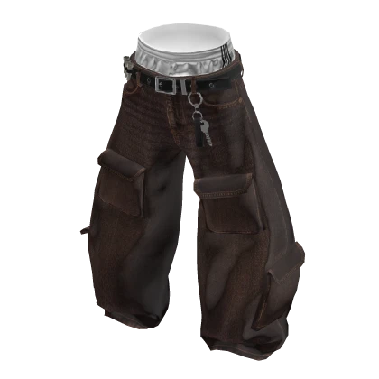 💗Y2K OVERSIZED CARGO JEANS_BROWN