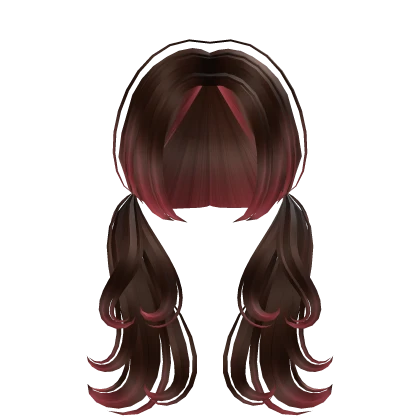 Heart shape Pigtails Hair in Brown Pink ombre