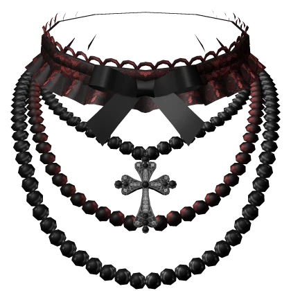 gothic lace choker n cross 3.0 black red