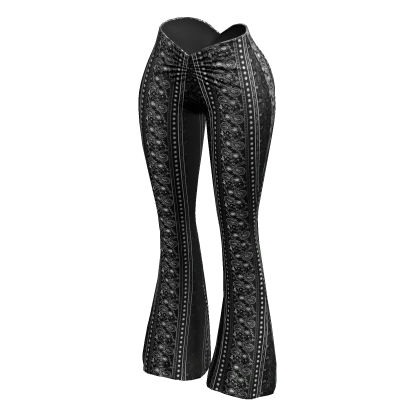 Flared Paisley Pants Gray Y2K Baddie Summer Tight