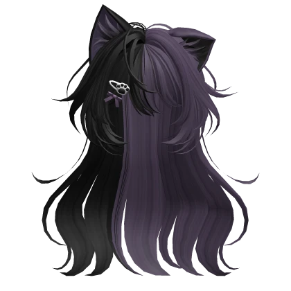 Purple&Black Anime Cat Hair