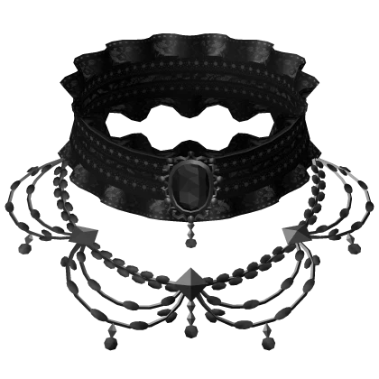 gothic ruffle choker w gem + necklace 3.0 black