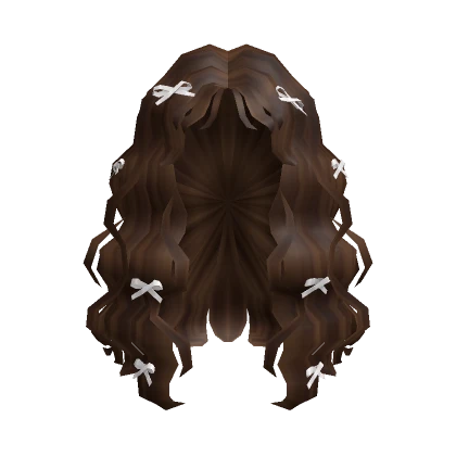 Curly Brown Hair with Cute White Ribbons