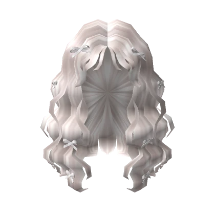 Curly White Hair with Cute White Ribbons