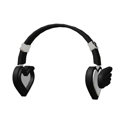 Black Studded Heart Wing Headphones