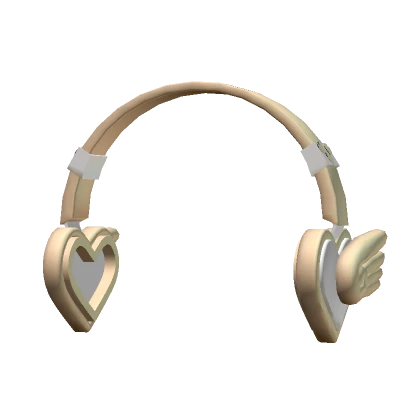 Beige Studded Heart Wing Headphones