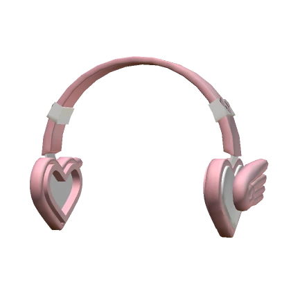 Pink Studded Heart Wing Headphones