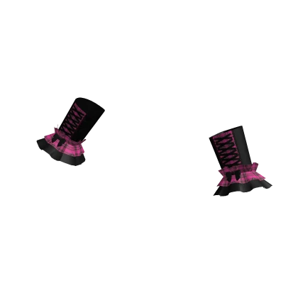 pink plaid / black agejo gyaru lace up arm warmers