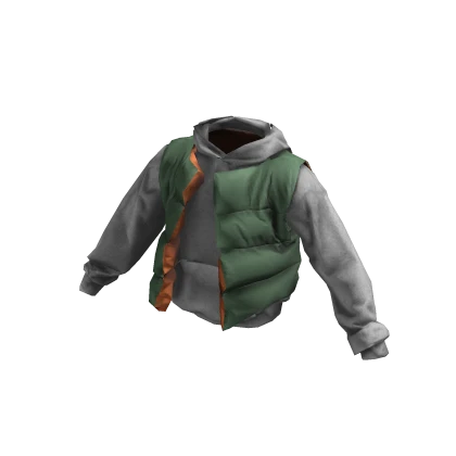 ardor* - puff vest+ hoodie (olive/grey)