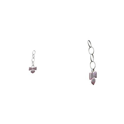 Fuchsia Pink Heart Earrings /w Bow Tie