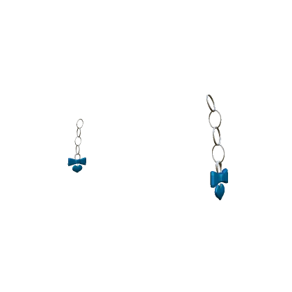 Blue Heart Earrings /w Bow Tie