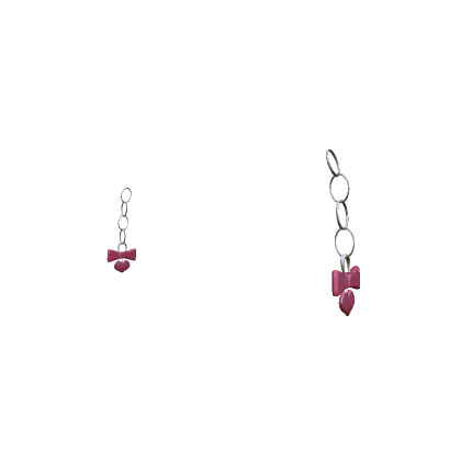 Pink Heart Earrings /w Bow Tie