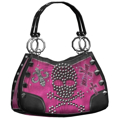 Pink Y2k Mcling Print Skull Bag 2000s Rhinestone