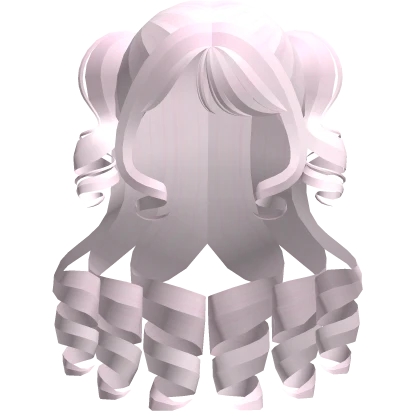 ♡ Pink Long Curly Hair With Side Pigtails