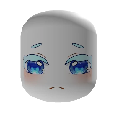 Cute Blue Chibi Girl Face - White