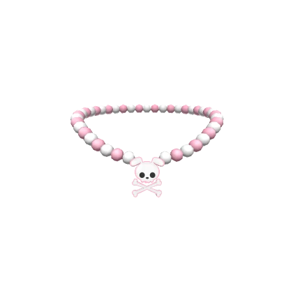 Skull Puppy Necklace Pink