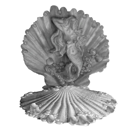 White Mermaid Statue On Pearl Seashell