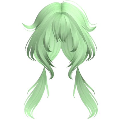 Fox Tips Anime Bangs Messy Pigtails Light Green