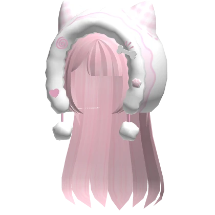 ♡ cutecore kawaii kitty hood /w layered hair pink