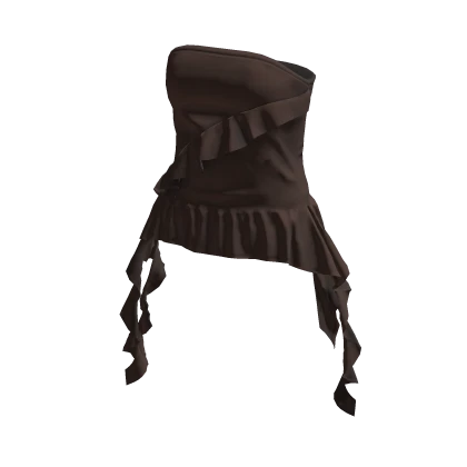 💗ASYMMETRICAL RUFFLE TUBE TOP_BROWN