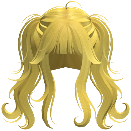 Yellow Messy pigtails bangs and wavy strands