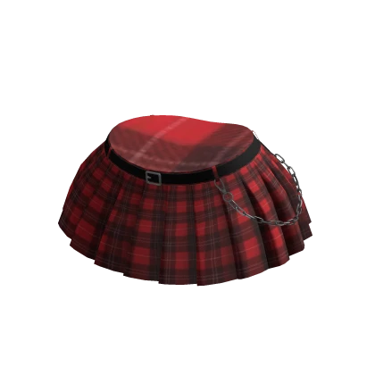 Red Plaid Pleated Mini Skirt + belt