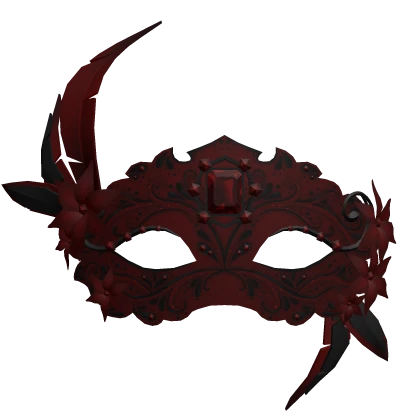 Feathered Masquerade with flowers - red/black