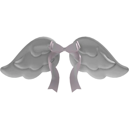 cute white angel wings w big pink bow