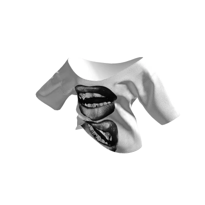 Lips Graphic Off-Shoulder Blouse